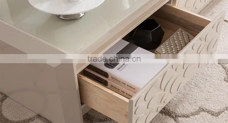 Living Room Furniture Type and Wooden Material Glass Coffee Table