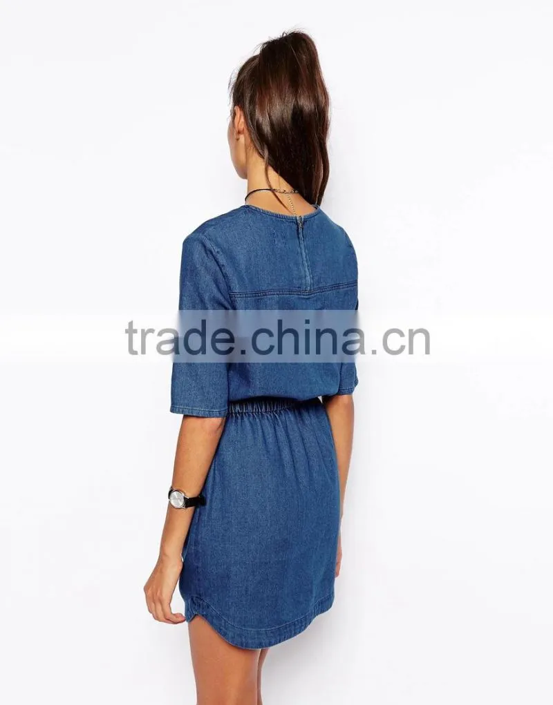 2015 New arrival elegant woman dress cheap wholesale denim dress fashion slim jean dresses