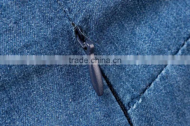 2015 fashion Hot Girl Sexy Backless Cross Spaghtti Strap Denim Dress