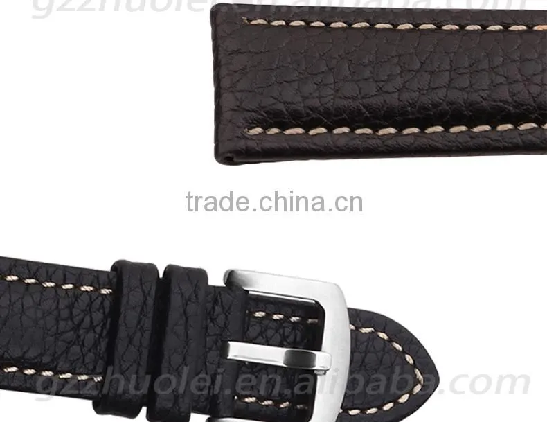 2015 hot fashion grain cowhide leather strap watch 23mm watch strap leather