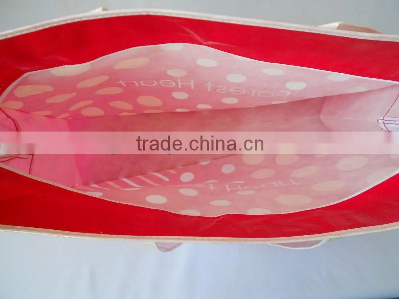 Durable red dot resuable pvc tote bag