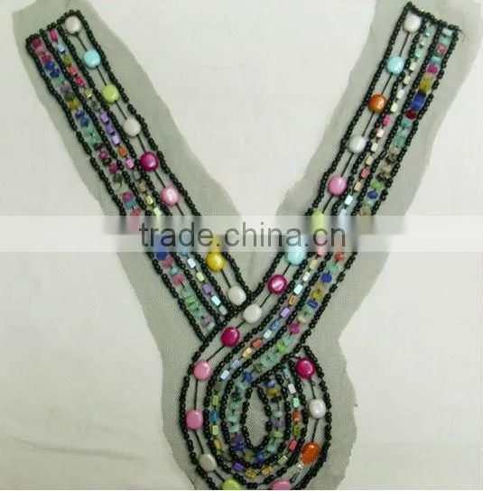 Bead Lace Collar Trimming neck designs of kurtis