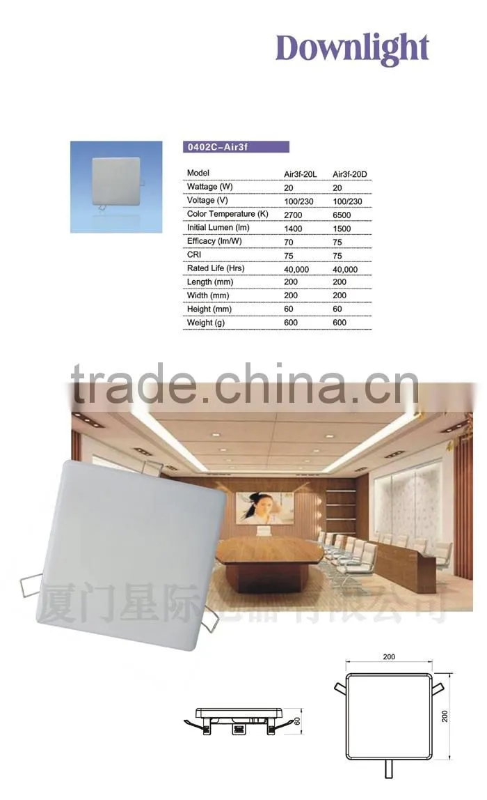 High Quality & New Design Square led cell light 20w downlight 1300lm CE ROHS