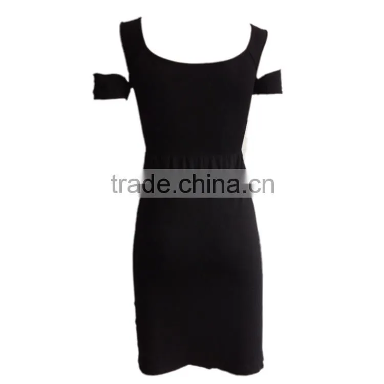 2016 new design seamless off shoudler sexy women loose black dress for wholesale