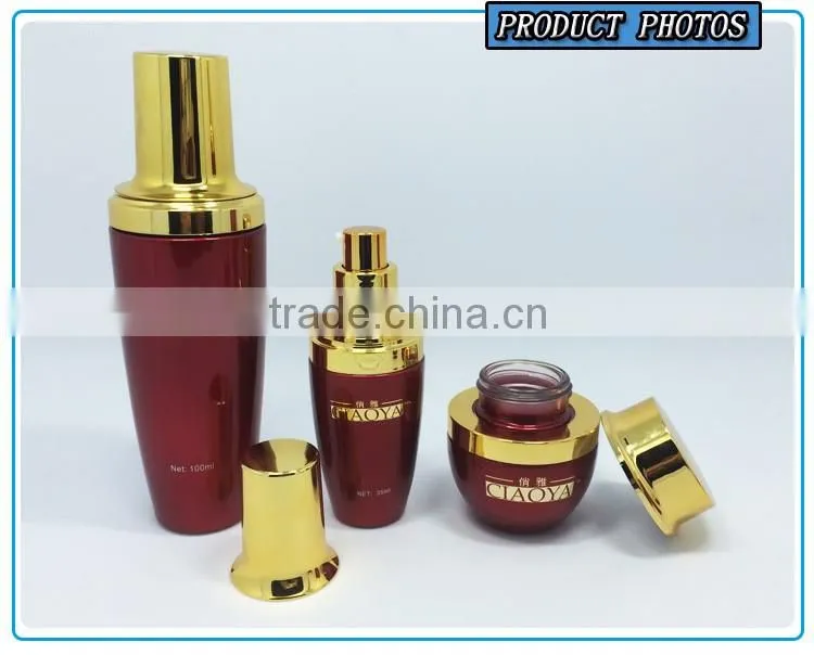 Bule colored glass cosmetic bottles and jars