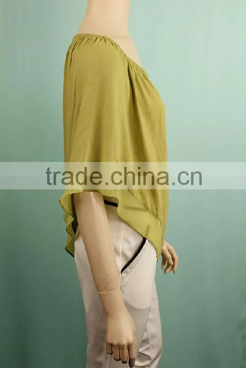 2016 Bat sleeve summer fashion cutting design o neck lady blouse