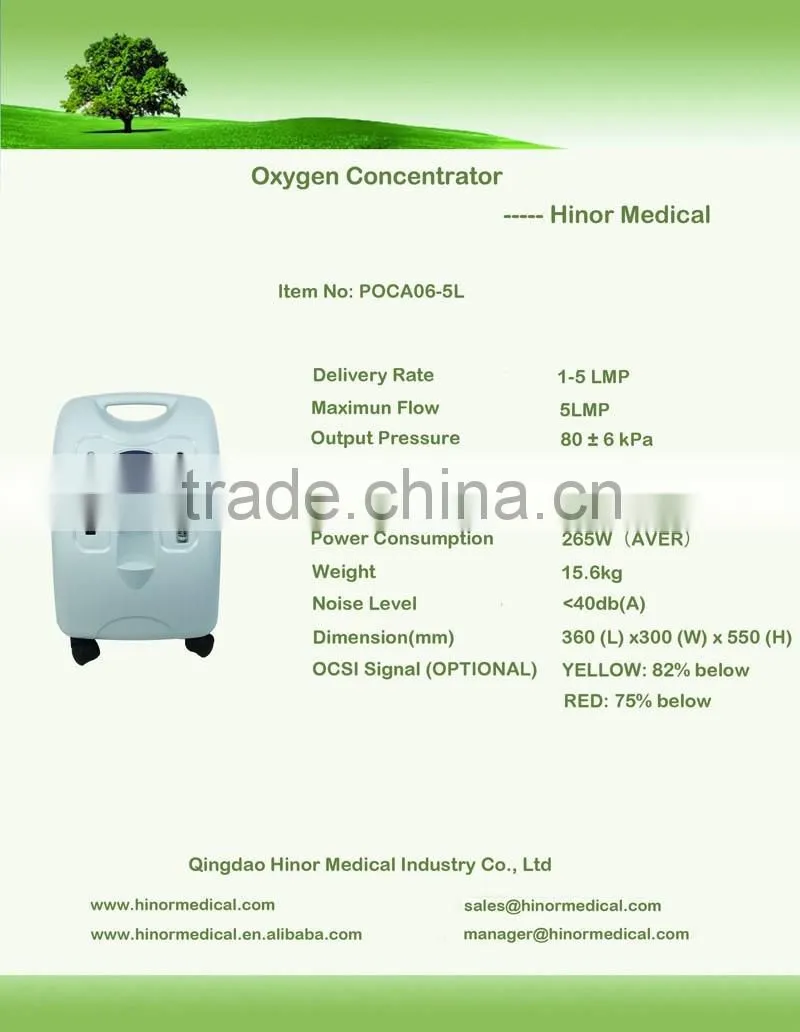 POCA06 Hinor 5L medical mini portable oxygen concentrator