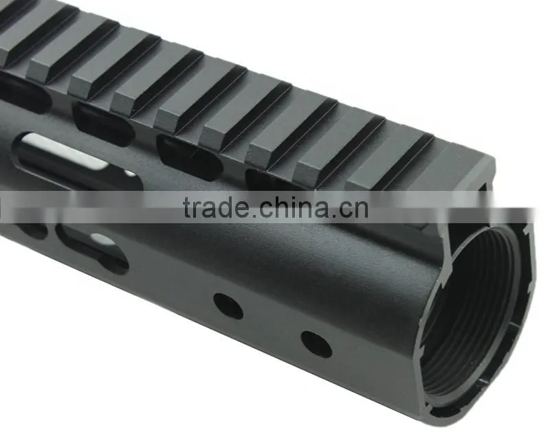 Funpowerland Black Float NSR 15 Inch Handguard One-piece Top Rail System KeyMod High Quality Lightest For AR-15 M4 M16