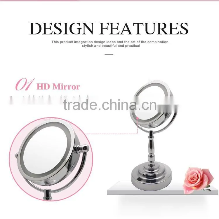 AC adaptor double sided makeup mirror with LED light