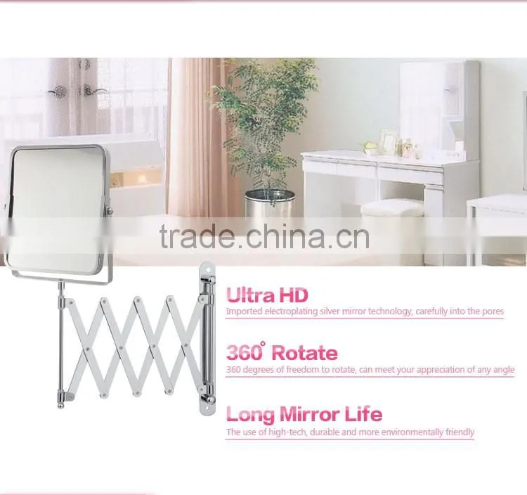 Bathroom makeup shaving extendable wall mirror