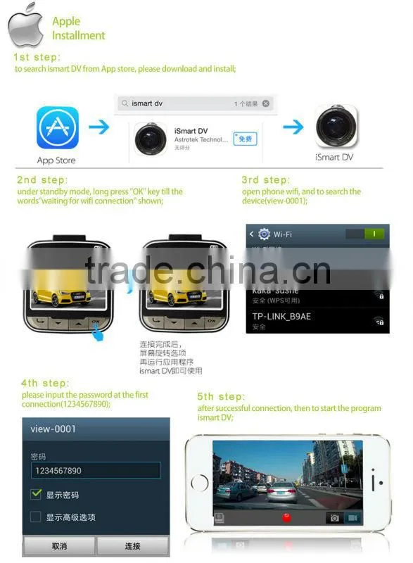 2.0'' full HD 1080p car dvr with wi-fi link function, car black box
