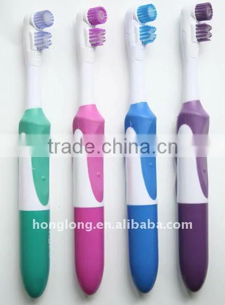 @Battery operated electric toothbrush with soft dupont tynex bristle head