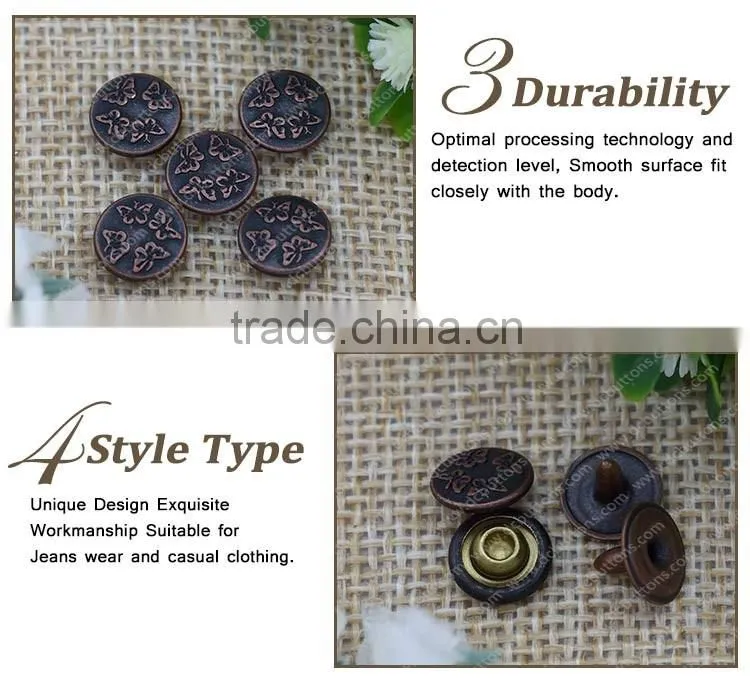 9mm oeko-tex100 antique copper metal rivets for leather bags