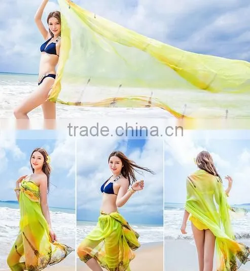 Sexy Women Lady Chiffon Scarves Bikini Swimwear Sun Dress Beach Scarf Veil Wrap