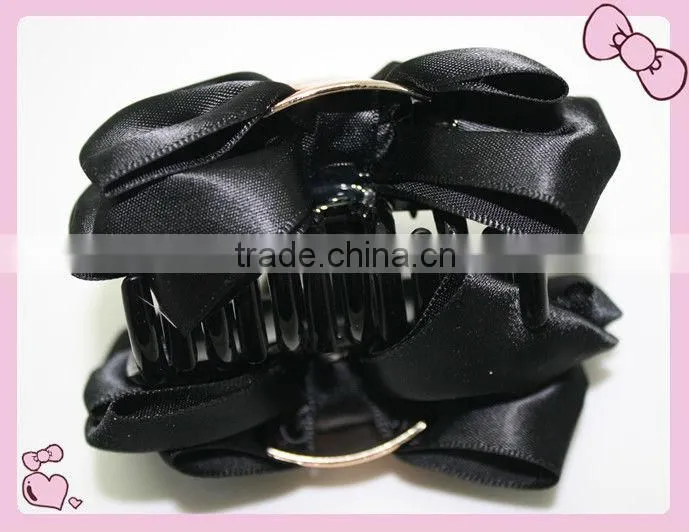 Fashion black hair bow hair claw clip(approved by BV)