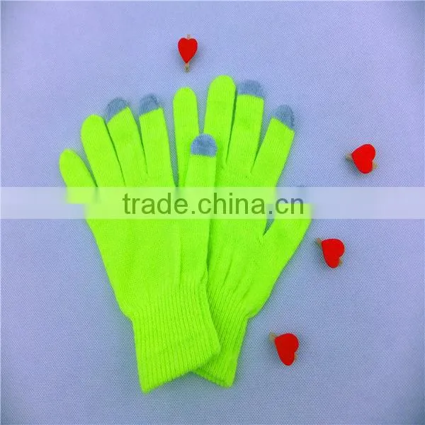 Different material acryllic 3 fingers knitted touch gloves