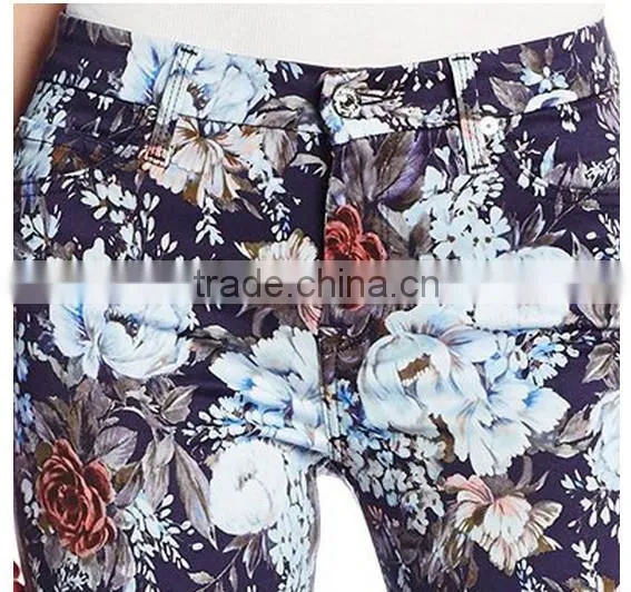 2014 sexy close-fitting leisure shivering floral high waist jeans