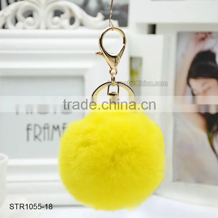 20 Colors 8cm Genuine Rex Rabbit Fur Ball Pom Pom Keychain Fur Ball Keychain