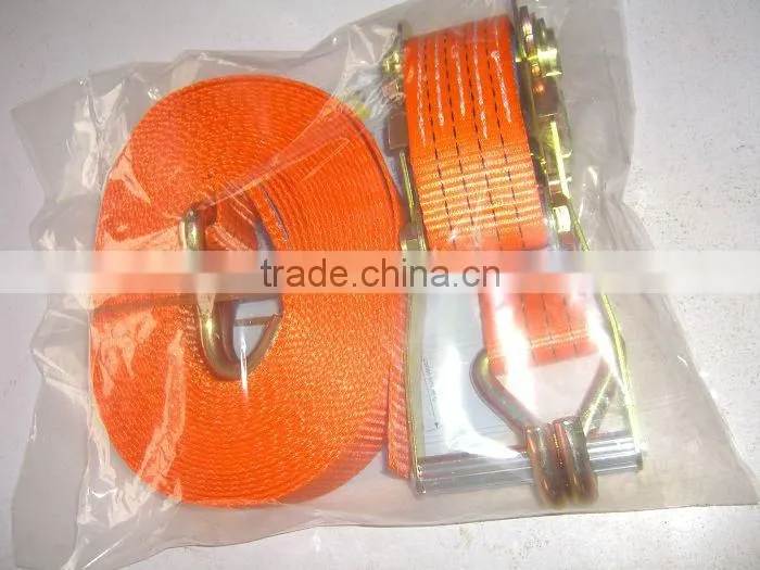 2" 5ton Orange Ratchet Strap Lashing with Double J Hook