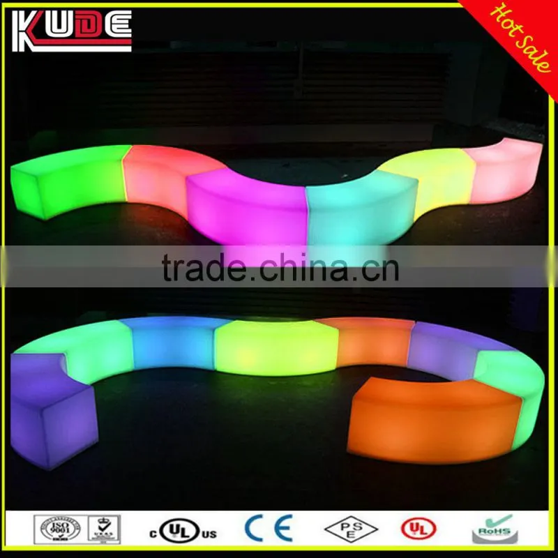 Ourdoor LED furniture LED curved bench/LED light bench with RGB 16colors changing