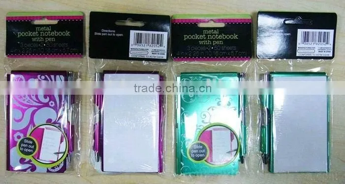 Promotional pocket aluminium notepad with pen