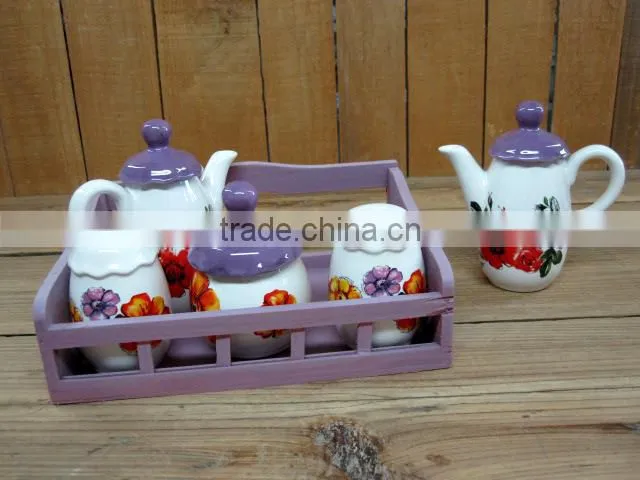 DFC Handmade Ceramic Teapot / Water Kettle with Purple Lid