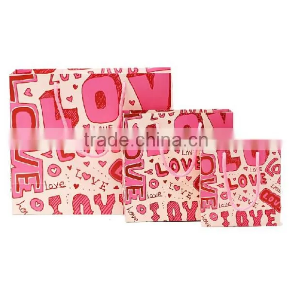 Pink Love Paper Bag For Gift