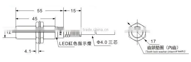 Inductive Sensor F3C-12KN04 series, M12, Cylinder Shape Inductance Sensor, PNP/NPN, Non-flush, Can Be Customized 5v DC, PUR