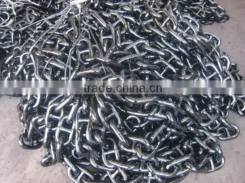 black painted ocean mooring anchor chain
