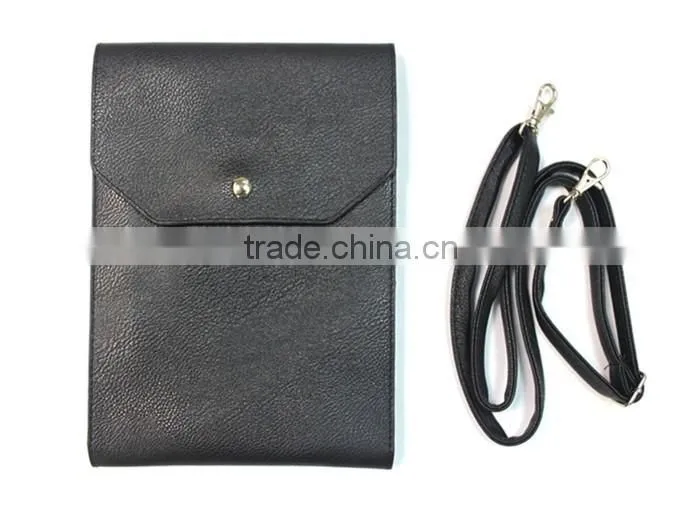 Slim Soft PU Leather Universal Pouch for Tablet with Shoulder Strap Easy to Carry