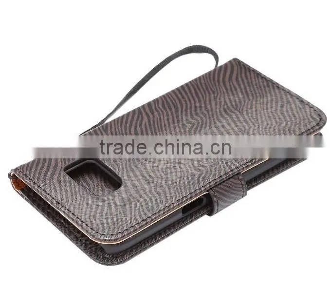 OEM zebra pattern leather smart phone case for Samsung S7