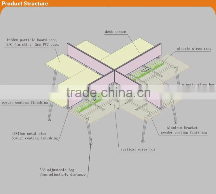2016 the most popular high-end office furniture mfc desk