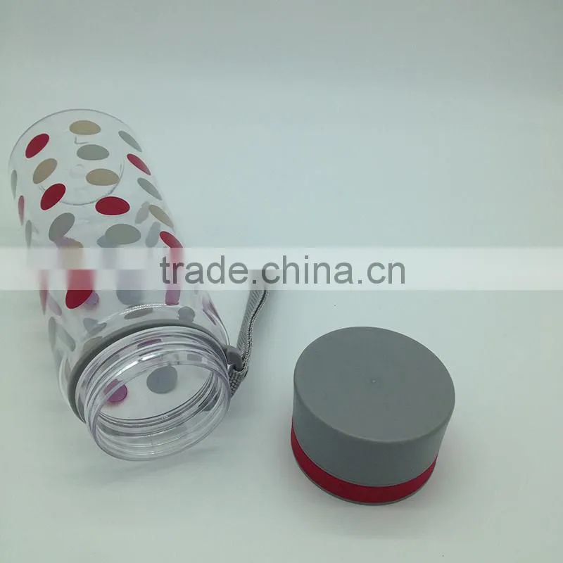 600ml carry strap BPA Free flip up hydration sports bottle with decal