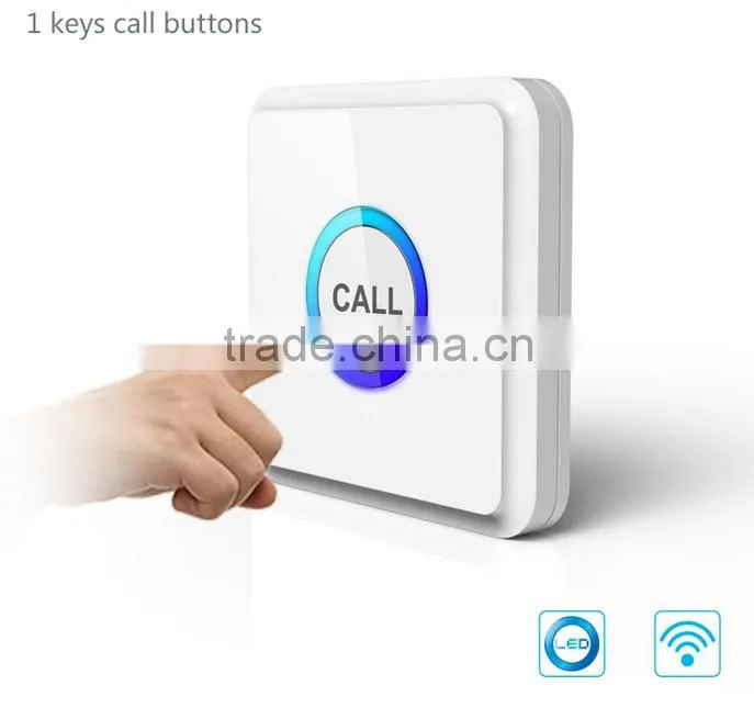 Newest model square shape white&blue color wireless call button