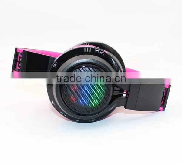 2015 Bluetooth wireless headphone with Volumn and track control and led light