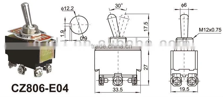 DPDT 250V Toggle Switch / 15A/25A Machine Toggle Switch,wall mount button light switch
