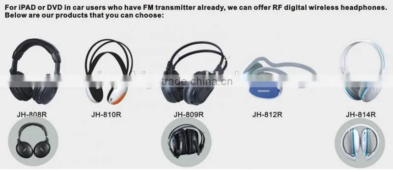 New hot selling In-car Wireless audio system headphones with FM transmitter charger and mount for ipad/iphone JH-105-1