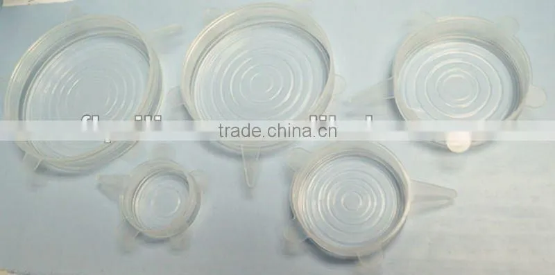 Amazing 5pcs/set Elongated Silicone Lid Cover keep fruit and food fresh