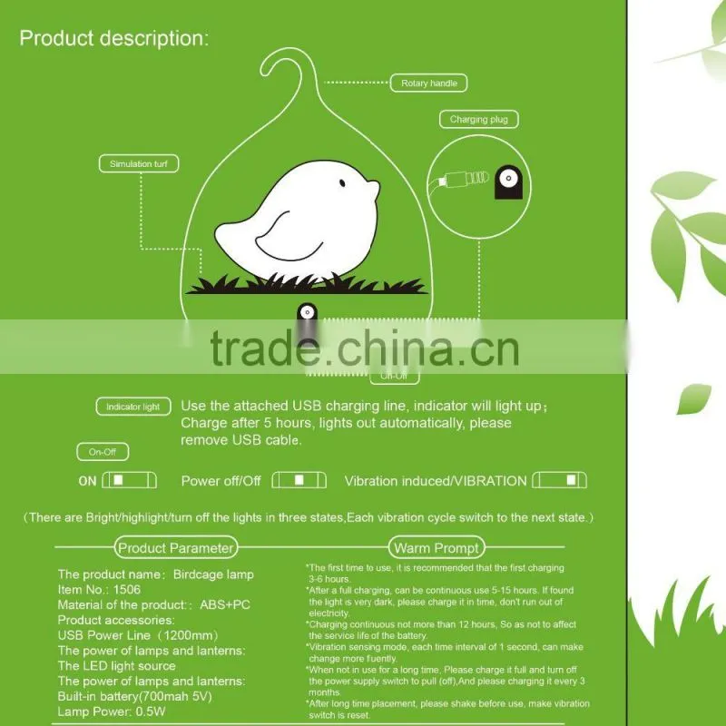 Wholesale High quality Energy Saving LED Lamp Lovely style China new Birdcage Warm LED Lamp
