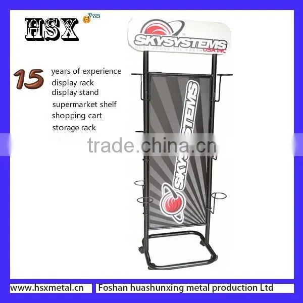 Floor standing Safety Motorcycle Helmet display rack /display stand with hook for supermarket HSX -259