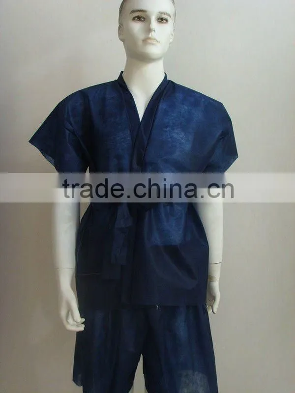 Blue disposable non-woven good quality bathrobe