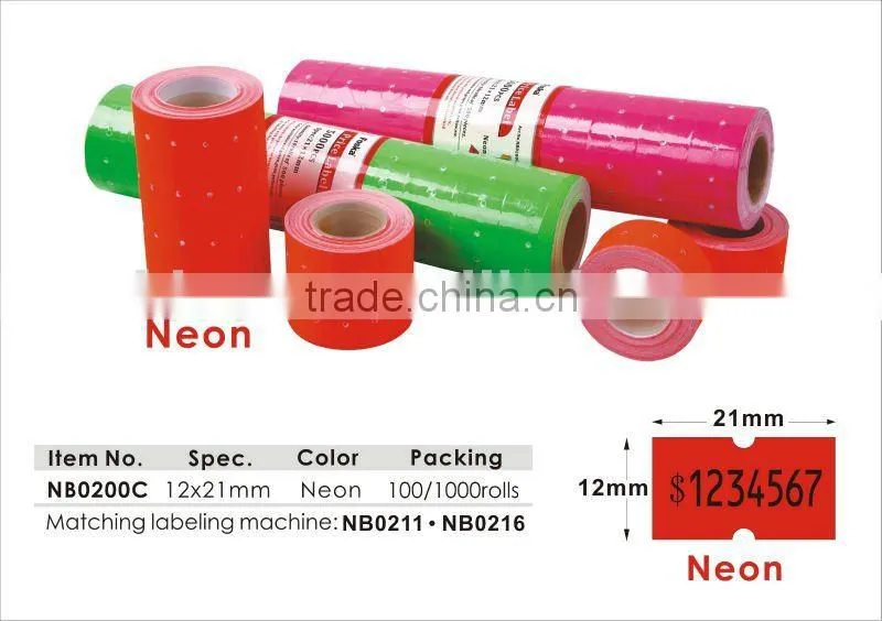Russian Style White/Neon Color Adhesive Roll Price Label