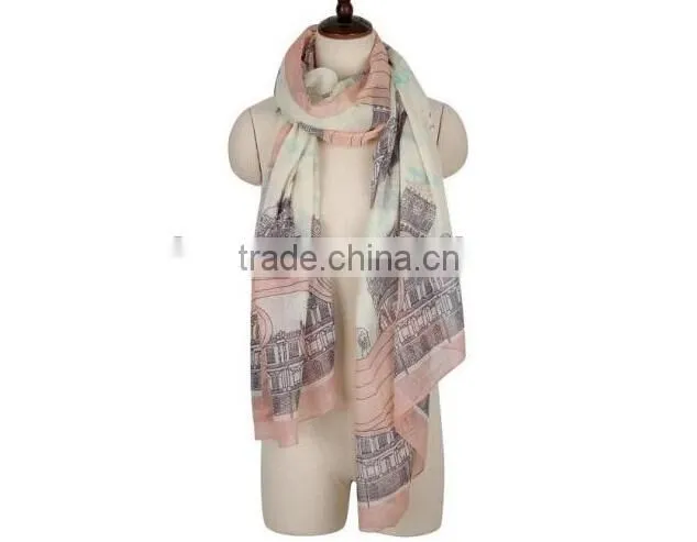 European style scarf,Eiffel tower printing scarf,vintage design fashion scarf