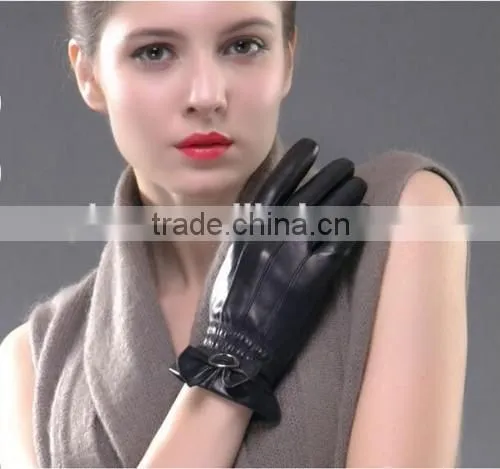 High Quality Custom Sexy Women Leather Gloves Genuine Black Sexy Women Leather Gloves