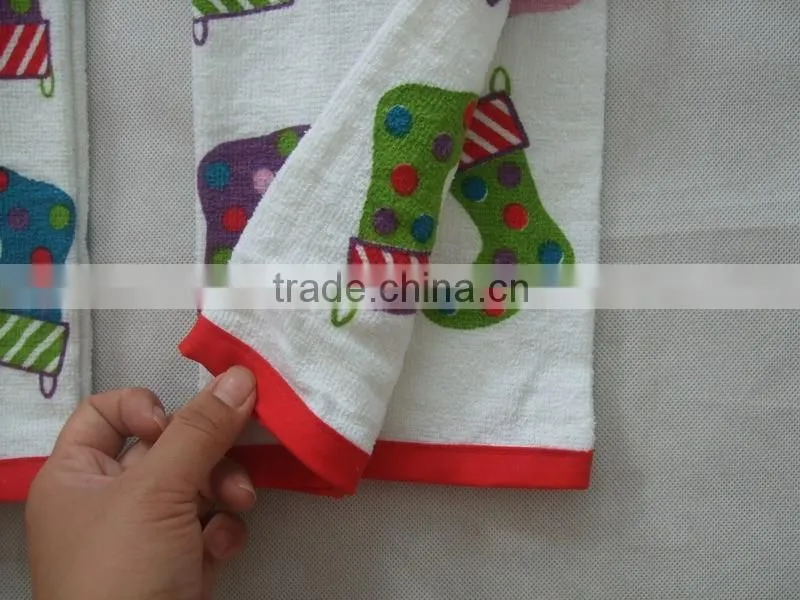 wholesale cotton tea towel plain printed 100% cotton kitchen towel with dobby border