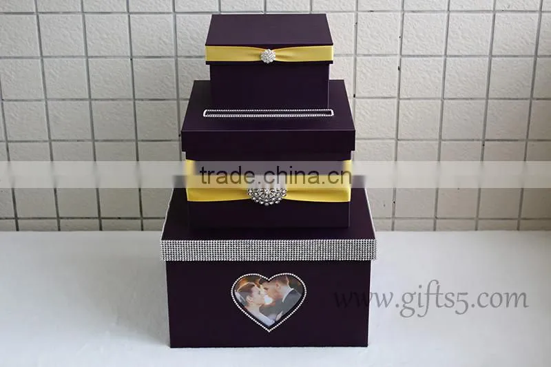 Elegant wedding card box handmade wedding box with photo frame