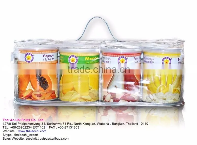 Vacuum freeze dried fruits in Tin can from Thailand certified HACCP, ISO 22000, GMP, HALAL and KOSHER