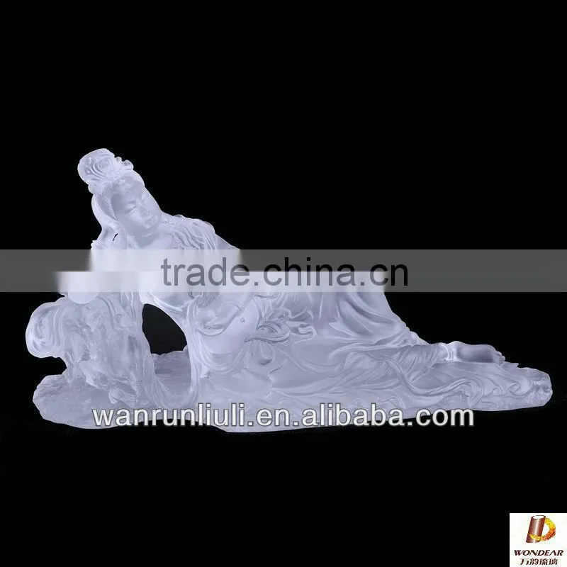 amber color crystal buddha statue of Guanyin Bodhisattva --BF006