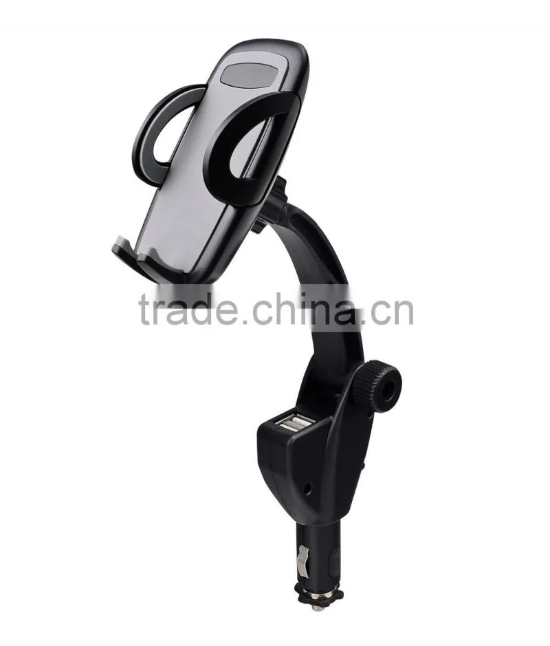 Mobile phone portable double usb port car charger dual car usb charger holder