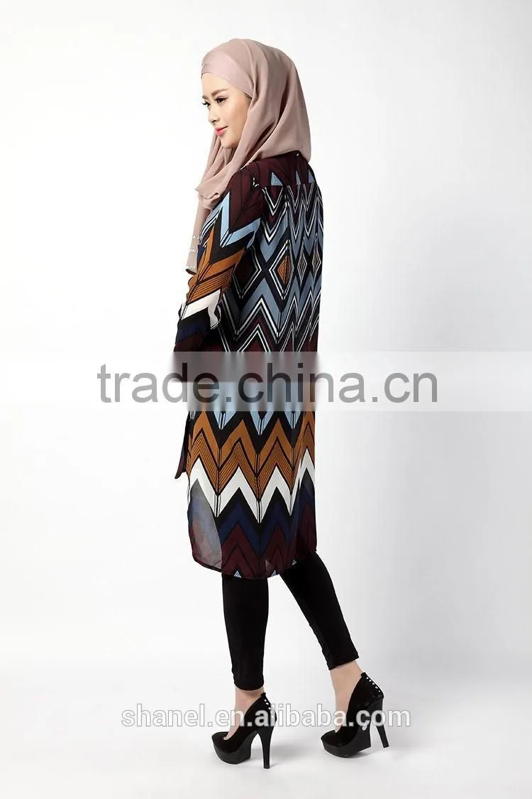 modern loose chiffon muslim blouse cardigan